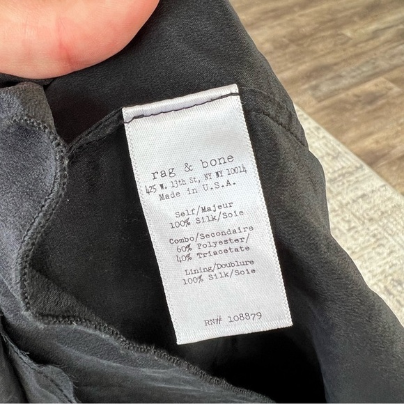 Rag & Bone Black Silk Blouse Tank Top with Mesh Cutout and Back Zipper Detail - Picture 6 of 7